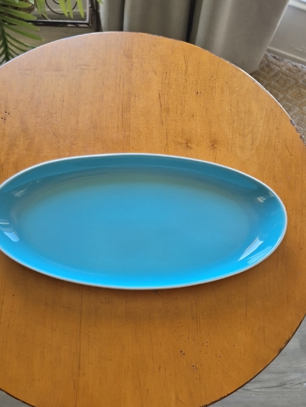 kate spade x Lenox Summer Circle Bright Turquoise Oval Serving Platter